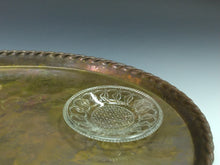 画像をギャラリービューアに読み込む, アンティーク ウランガラス|vaseline glass ( 明治・1890年頃作製 ) 和製プレスガラス 輪繋ぎ文 小皿 1枚/ 茶托,コースターにも dbsy14214-L