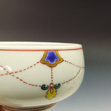 画像をギャラリービューアに読み込む, 名窯 清水焼|Kiyomizu ware( 京都 ) 手描き赤絵 瓔珞文 蓋茶碗 / 湯 汲出1客 dbsy15464-x