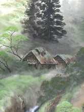 將圖片載入圖庫檢視器 武井旭堂|TAKEI Kyokudo「青緑山水」 尺五立 現代作家中古掛軸 共箱 JY2243