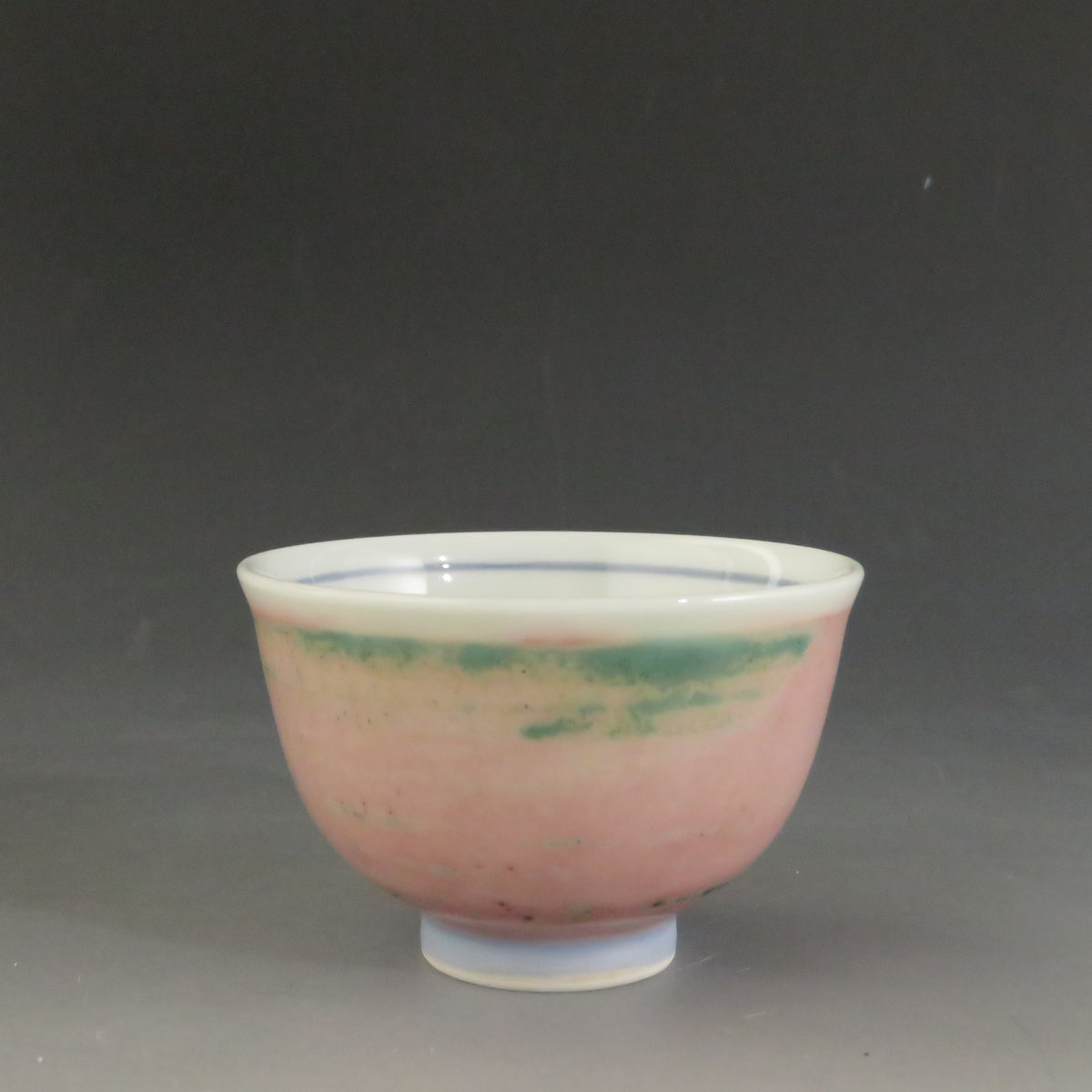 一位窯 田中一晃 桃花紅 peach-blossom glaze 釉裏紅煎茶碗 5客 抹茶注ぎ分けにも dbfsy10022-e – kogando