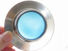 Load image into Gallery viewer, Produced and sold by Osaka Takashimaya Sky blue hand-cut glass, 3 customers, tin glass inlaid coaster included, circa 1960 dbsy100111-k