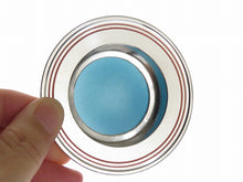 Load image into Gallery viewer, Produced and sold by Osaka Takashimaya Sky blue hand-cut glass, 3 customers, tin glass inlaid coaster included, circa 1960 dbsy100111-k