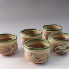 Load image into Gallery viewer, Hisaoki Oshima, Oribe, picture change, mukozuke, 5 customers, same box, mitate kumide tea bowl, also suitable for pouring matcha and preparing tea boxes dbsy10262-c