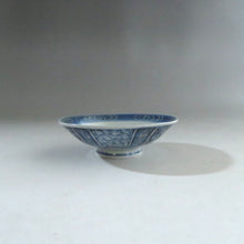 画像をギャラリービューアに読み込む, 伊万里焼(江戸期 1810年頃) 地紋祥瑞染付写 見立て蓋碗 約80cc 萩焼瓶台添 dbsy9612-n
