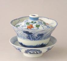 画像をギャラリービューアに読み込む, 伊万里 秋草染付見立て蓋椀(G) bs41-k