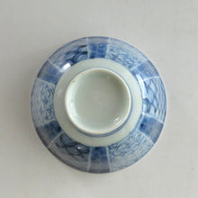 画像をギャラリービューアに読み込む, 伊万里焼(江戸期 1810年頃) 地紋祥瑞染付写 見立て蓋碗 約80cc 江戸後期手描岩波文瓶台添 dbsy9616-b