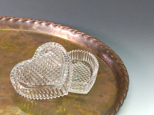 昭和レトロ 保谷クリスタル｜HOYA CRYSTAL ( 東京都, 1945‐2009 ) クリスタルガラス ハート形 ボンボリエール 1客 / 蓋もの 菓子器 dbsy14648-s