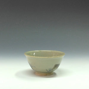 時代もの 鉄呉須絵白釉 白鶴図 煎茶碗 6客 dbsy14676-o