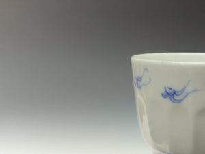 時代もの 平戸焼｜HIRADO ( 長崎県, 江戸後期~幕末期/1840年代頃作製 ) 白磁 青花 雲龍染付 上手 猪口 8客揃 / 茶杯 酒盃 ぐい吞/ 伊万里 IMARI dbsy14682-L