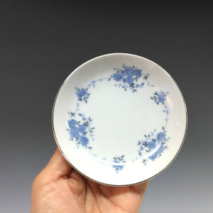 昭和レトロ Gold陶磁器｜GOLD CHINA ( 愛知県, 1970年代頃作製 ) 唐草文(青) 小皿 1枚 dbsy14689-L