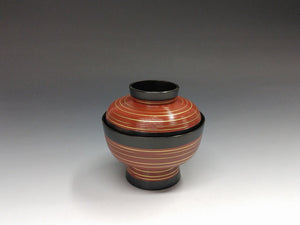 輪島塗｜Wajima ware( 石川, 平成/2000年頃) 布張本堅地 外朱 千筋金彩 吸物椀 1客 和食器 日本料理 dbsy15247-z