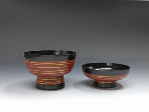 輪島塗｜Wajima ware( 石川, 平成/2000年頃) 布張本堅地 外朱 千筋金彩 吸物椀 1客 和食器 日本料理 dbsy15247-z