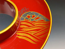 将图片加载到图库查看器，高級食器 木製本漆朱塗 波車蒔絵 天目台 1台 dbsy15275-y
