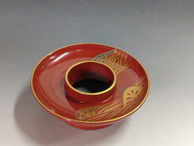 将图片加载到图库查看器，高級食器 木製本漆朱塗 波車蒔絵 天目台 1台 dbsy15275-y
