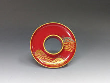 将图片加载到图库查看器，高級食器 木製本漆朱塗 波車蒔絵 天目台 1台 dbsy15275-y
