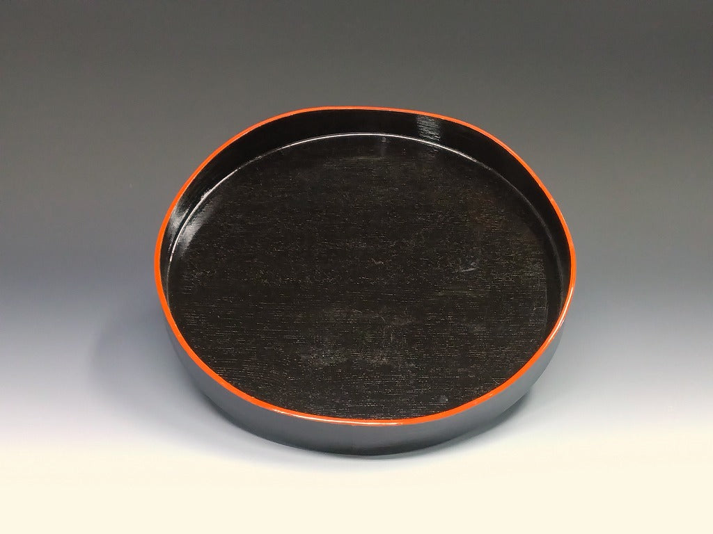 お買い得茶道具 木製 合塗爪紅 山道盆 九寸 dbsy15595-p