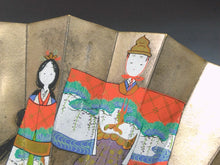 Load image into Gallery viewer, 時代もの 有職立雛絵・兜絵 銀地飾扇 / 端午・上巳(桃)節句 dbsy15923-s
