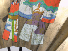 Load image into Gallery viewer, 時代もの 有職立雛絵・兜絵 銀地飾扇 / 端午・上巳(桃)節句 dbsy15923-s
