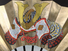 Load image into Gallery viewer, 時代もの 有職立雛絵・兜絵 銀地飾扇 / 端午・上巳(桃)節句 dbsy15923-s
