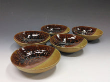 将图片加载到图库查看器，現代工芸人気作家 西端正｜NISHIHATA Tadashi(兵庫, 1948- ) 丹波立杭焼 掛分 五寸深皿 5客揃/ 1客ホツ有/ 小鉢 向付国立工芸館,兵庫陶芸美術館,他 所蔵作家 共箱 dbsy15968-ミ
