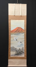 Load image into Gallery viewer, 佐藤静雲｜SATOH Seiun 赤富士//富峰飛鶴 尺五立 現代作家中古掛軸 共箱 JY2246
