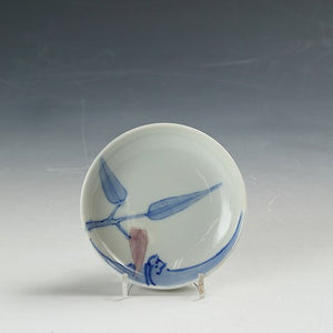 昭和レトロ　有田焼｜Arita ware(佐賀, 昭和期1930年頃) 釉裏彩染付 草文 小皿 1枚 11㎝前後　dbsy15300-j