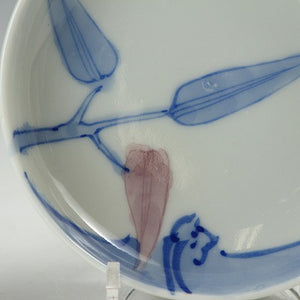 昭和レトロ　有田焼｜Arita ware(佐賀, 昭和期1930年頃) 釉裏彩染付 草文 小皿 1枚 11㎝前後　dbsy15300-j