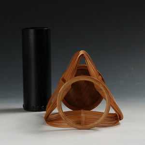 昭和レトロ モダンデザイン 組竹 フラワーベース/ 花器 &nbsp;ヴィンテージ家具現代工藝作家/伝統工芸工房 デッドストック used 竹工 banboo work, インテリア・ファッション花展道具 art piece dbsy15430-b