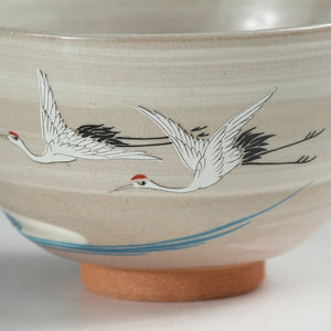 Illustrated picture of a crane on waves Tea bowl Kiyomizu ware Auspicious/Medeta dbsy11956-f