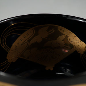 宫地英香 描金扇形茶碗 清水烧 dbsy11957-f
