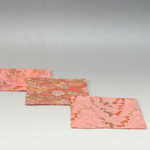 Nishijin Old Fukusa Single Piece Gacha Hitoshikin Famous Brocade Print Pink/New Tea Utensils Made in Kyoto, Made in Kyoto Urasenke cbsy63