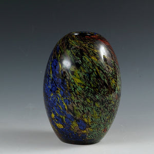 近・現代工芸 カメイガラス( KAMEI GLASS/ Osaka, ~1997) 華やかなマーブルグラス 花瓶 メーカーシール付 1900年代後期 dbsy12853-k