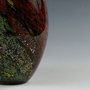 近・現代工芸 カメイガラス( KAMEI GLASS/ Osaka, ~1997) 華やかなマーブルグラス 花瓶 メーカーシール付 1900年代後期 dbsy12853-k