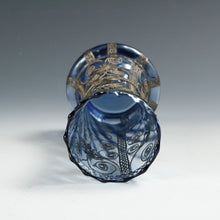 将图片加载到图库查看器，ヴィンテージ 手吹ガラス 鍍銀オリエンタルモチーフカバー フラワーベース (1930年代頃)木箱添 dbsy15913-9
