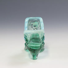 将图片加载到图库查看器，アメリカヴィンテージ FENTON｜フェントン(USA,1950-70年代) ミントグリーンキャベツローズ オパールセント アートガラス キャットシューズ 女の子を素敵な処へ運ぶラッキーアイテム dbsy15899-9
