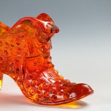 Load image into Gallery viewer, アメリカヴィンテージ FENTON｜フェントン(USA,1950-70年代) オレンジボブネイル アートガラス キャットシューズ(a) 女の子を素敵な処へ運ぶラッキーアイテム dbsy15890-9
