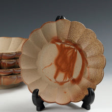 将图片加载到图库查看器，名工 永末隆平｜NAGASUE Ryuhei(岡山, 1951- ) 備前 輪花鉢 5客揃 共箱 dbsy15971-ミ
