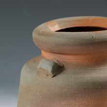 Load image into Gallery viewer, 人間国宝名品 藤原啓｜FUJUWARA Kei(岡山, 1899-1983) 備前 緋襷 水指 / 塗蓋,見立て半練(ハンネラ)用赤絵蓋 添 国立工芸館,京都国立近代美術館,等所蔵作家 共箱 dbsy16113-g
