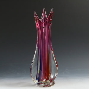 昭和レトロ◆◇マルテイガラス｜MULTI Glass ( 福岡県/ 工房；1939‐ ) 積層ガラス 大花瓶 / 花器 花入 花瓶 フラワーベース dbsy14741-k