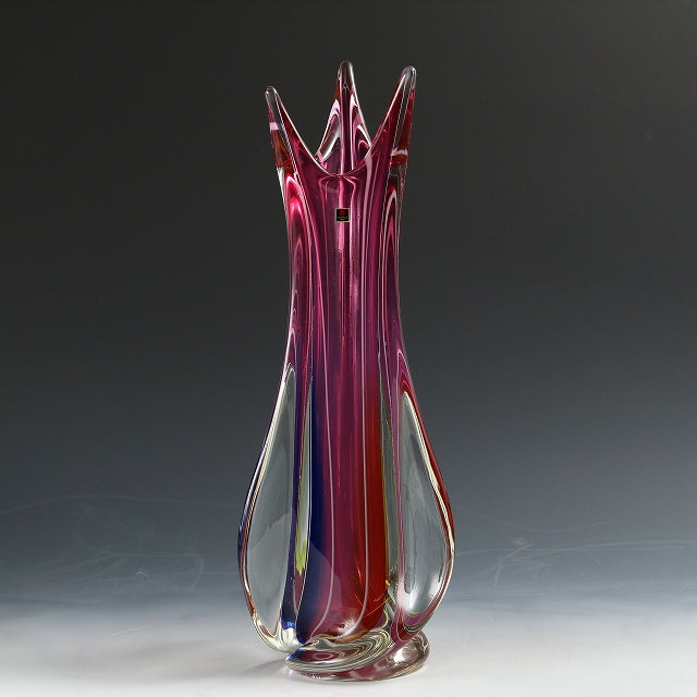 昭和レトロ◆◇マルテイガラス｜MULTI Glass ( 福岡県/ 工房；1939‐ ) 積層ガラス 大花瓶 / 花器 花入 花瓶 フラワーベース dbsy14741-k