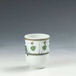 昭和レト 清水焼｜Kiyomizu ware&nbsp;( 京都 萬珠堂販売, 大正~昭和前期1930年代頃 )&nbsp;めちゃくちゃ可愛い釉裏彩&nbsp;鳥文 湯呑&nbsp;1客 dbsy14960-c