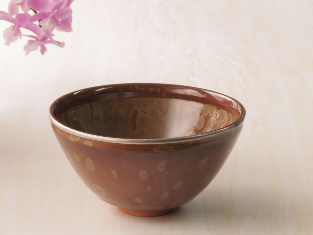 My first tea utensils Fujiyama Tenmoku tea bowl with crystal glaze and ring s17-q