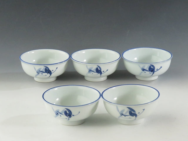 Heian Manjudo Kiyomizu ware, dyed, orchid picture, 5 guests, also for pouring matcha dbsy10084-R