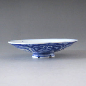 伊万里（约 1810 年）蓝花染色中国诗词图案带盖碗（日） 盖下容量约 120cc dbsy7319-z