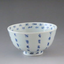 将图片加载到图库查看器，伊万里（约 1810 年）蓝花染色中国诗词图案带盖碗（中） 盖子下容量约 120cc dbsy7322-z
