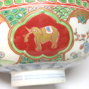 伊万里系(1860年幕末頃) 赤絵金彩象文茶碗 dbsy6520-z