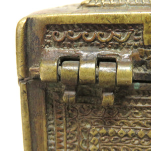 印度銀銅象嵌 真鍮黄堂鍛金幾何学文小箱 dbsy6530-s