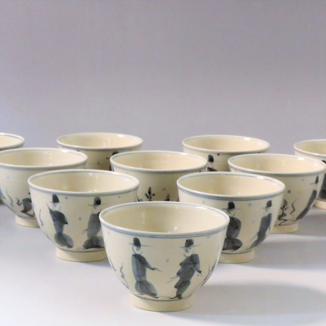 Yoshitaka Samukawa, Furusobe ware, Annan hand, Kiyoto design Kumide tea bowl, 10 guests, small clothes bowl, also for pouring matcha dbsy10333-h