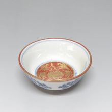 将图片加载到图库查看器，大圣寺伊万里（1910年，明治末期，石川县）染色章鱼蔓藤花纹山水永乐手工金锦牡丹图案杯茶杯6件套（A）dbsy6532-R
