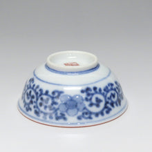 将图片加载到图库查看器，大圣寺伊万里（1910年，明治末期，石川县）染附章鱼蔓藤花纹山水永乐手金锦牡丹纹茶杯茶杯1人份（B）dbsy6539-R
